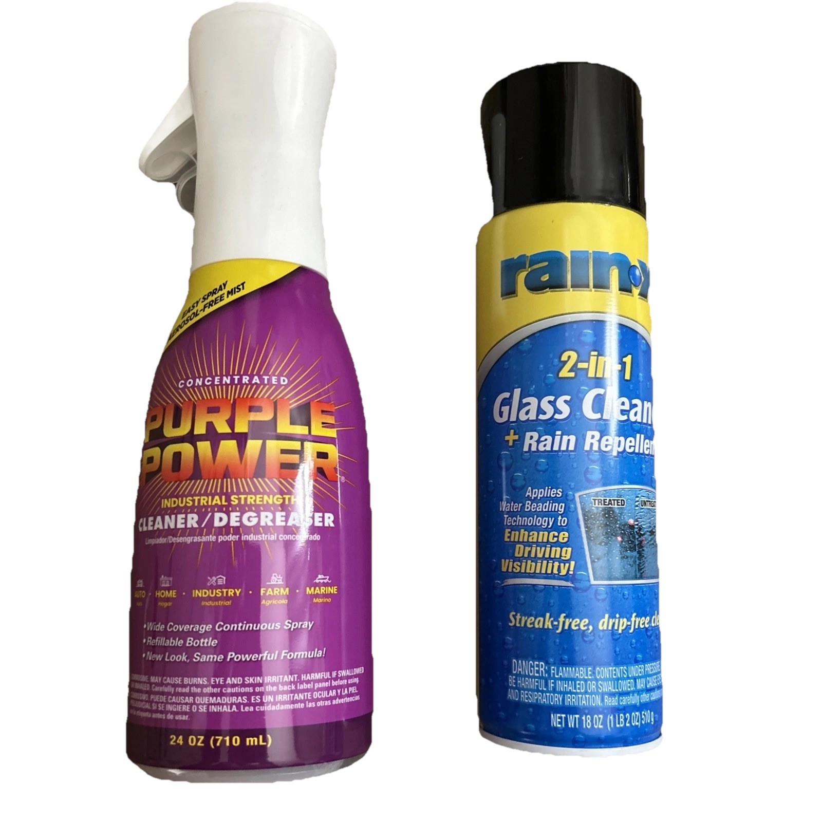 Purple Power Cleaner 24 OZ & Rain X Glass Cleaner 18 Oz Lot!Fast Shipping!