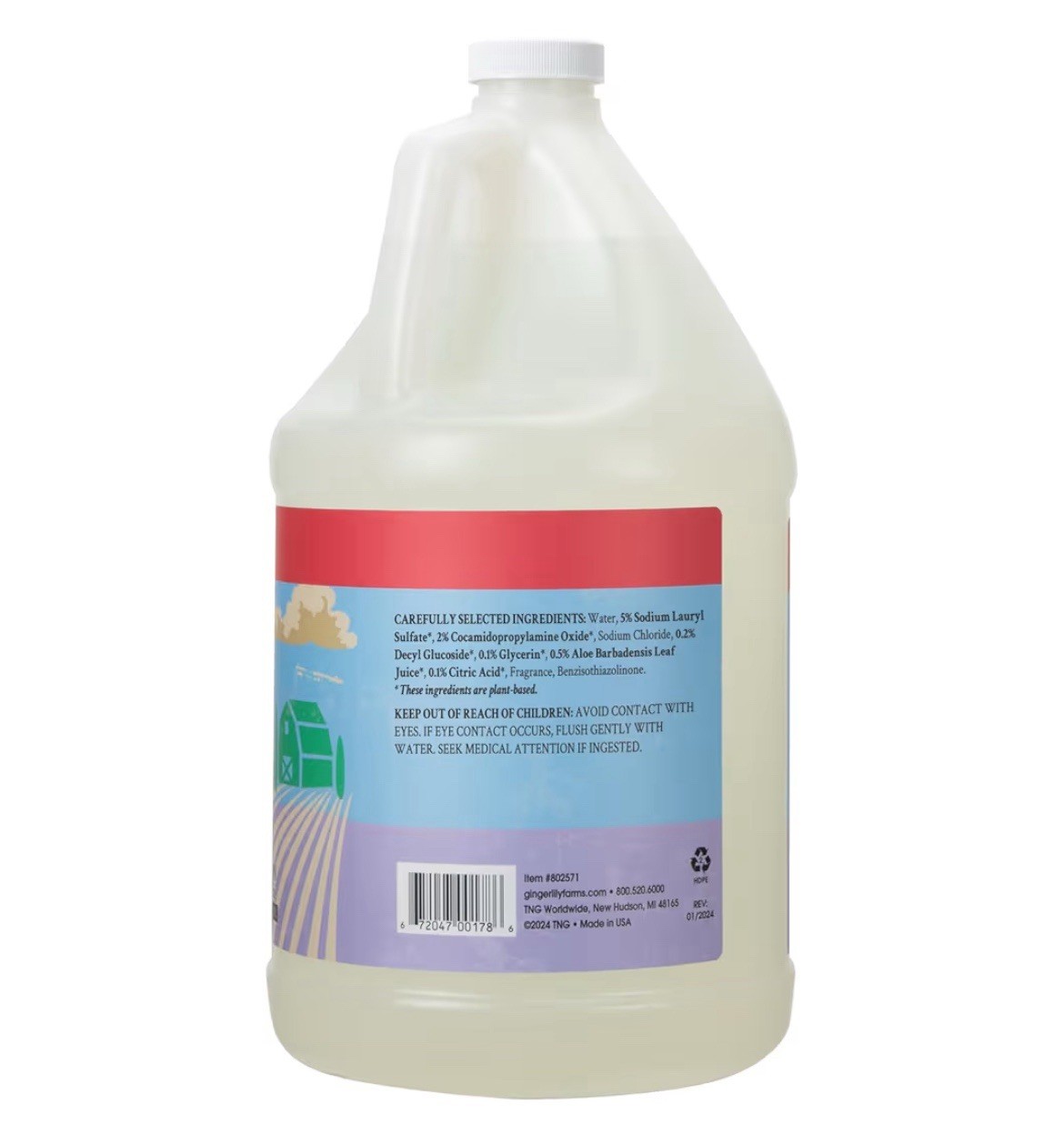 1 Gallon Apple Pear Dish Soap Refill Plant-Based Liquid Bulk 128oz Natural