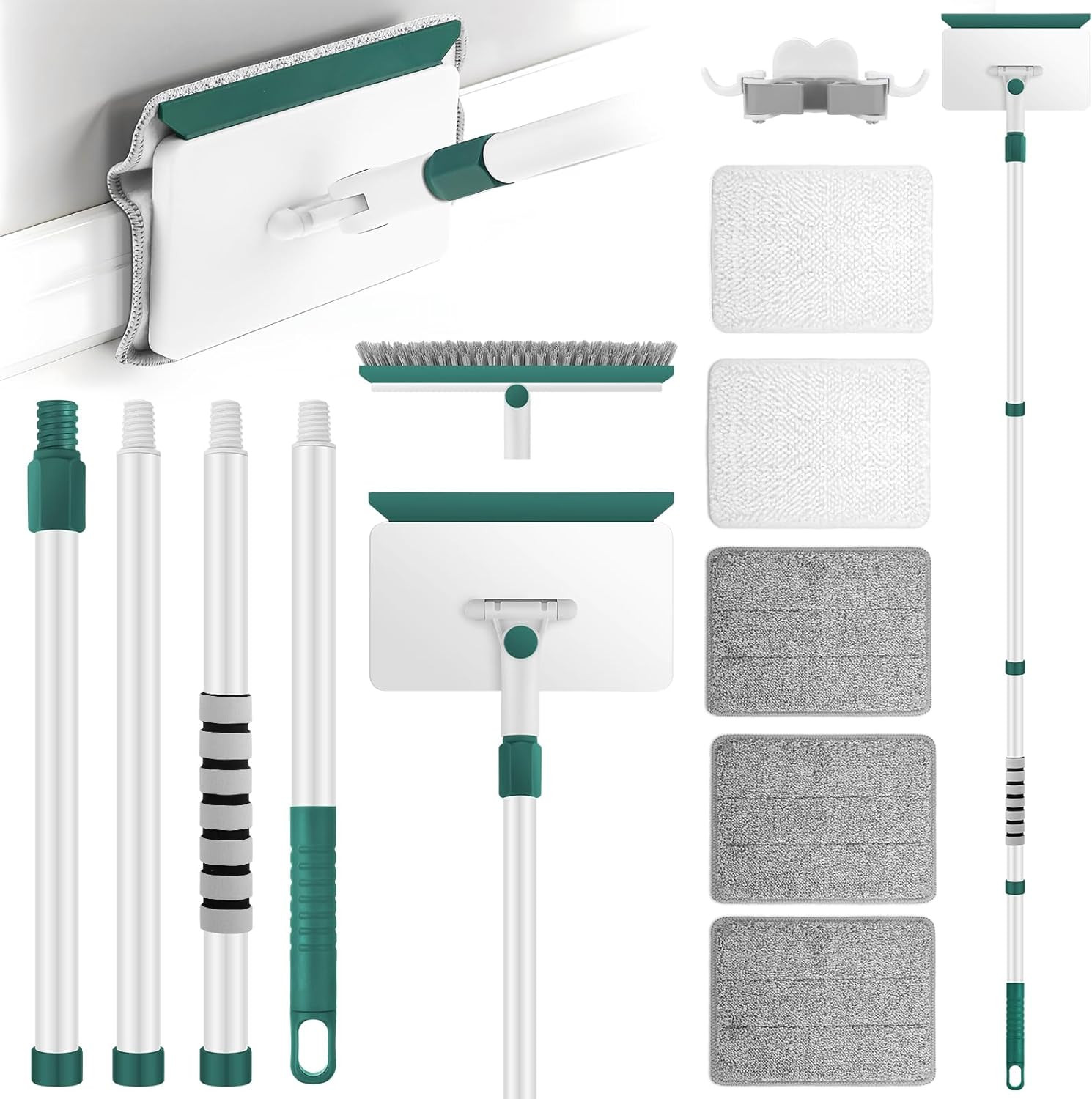 Baseboard Cleaner Tool with Handle, 60″ Extendable Long Handle Baseboard Cleaner