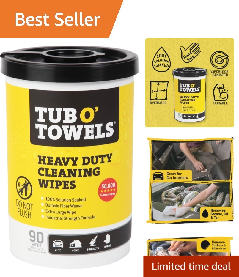 Multi-Surface Heavy-Duty Cleaning Wipes – 90 Count for Effortless Stain Removal