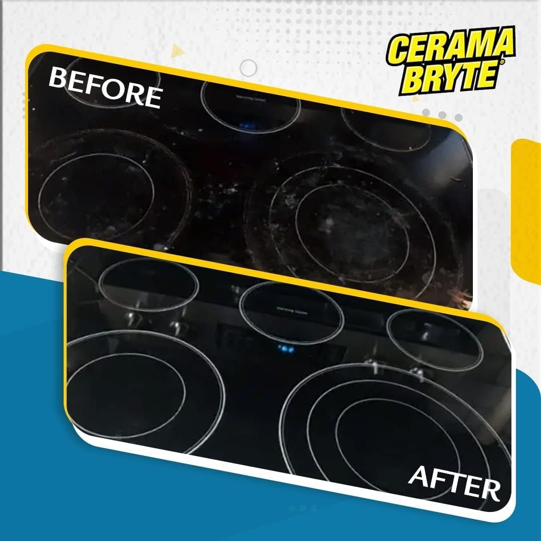 Cerama Bryte Removes Tough Stains Cooktop and Stove Top Cleaner for Glass Ce…