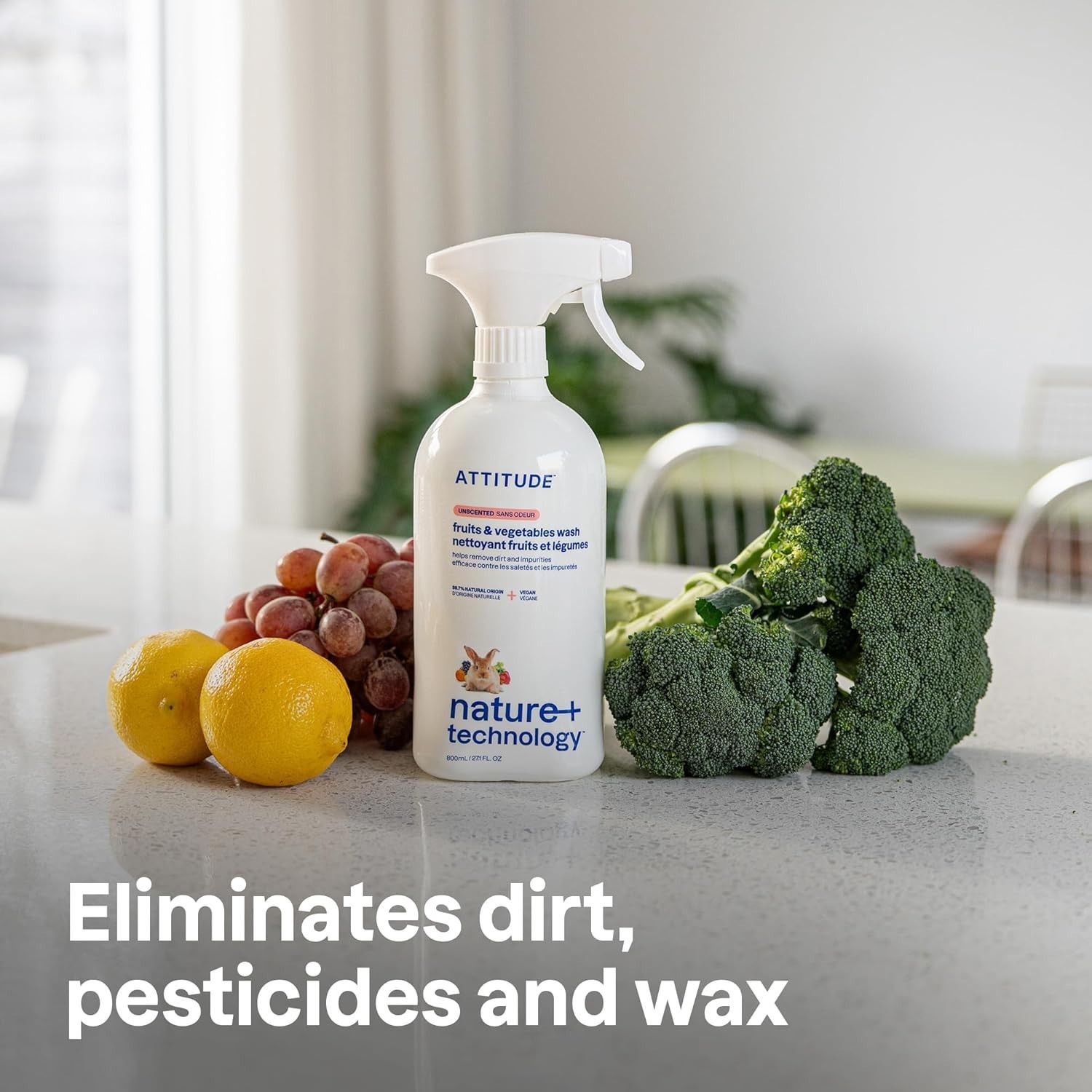 Plant-Based Food Wash for Fruits & Veggies – 27.1 Fl Oz, & Cruelty-Free