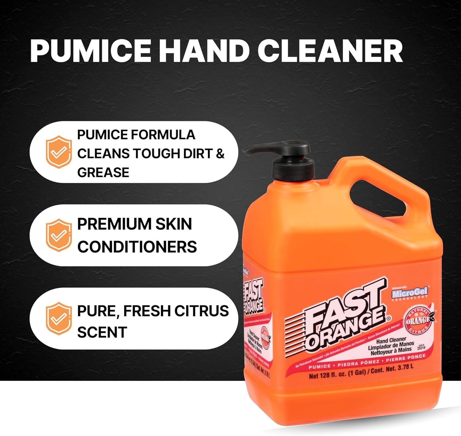 Fast Orange 25219 Pumice Lotion, Heavy Duty Hand Cleaner,Natural Citrus Scent