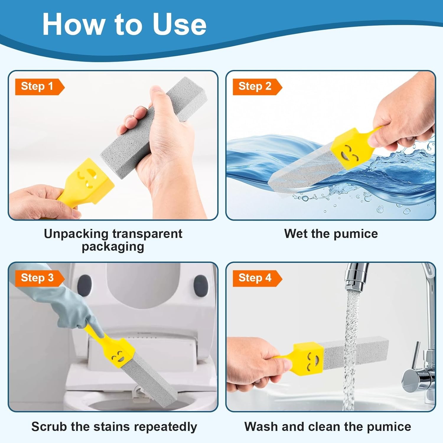 10 Pack Pumice Stone Toilet Bowl Cleaner Ring Remover Tool with 2 Handles