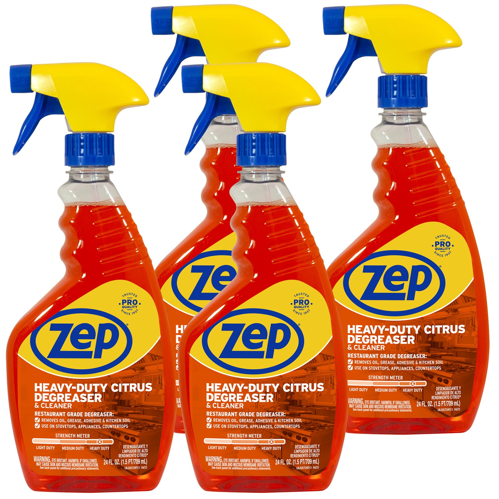 Zep Heavy-Duty Citrus Cleaner Spray Bottle 24 Fl oz (Pack of 4)