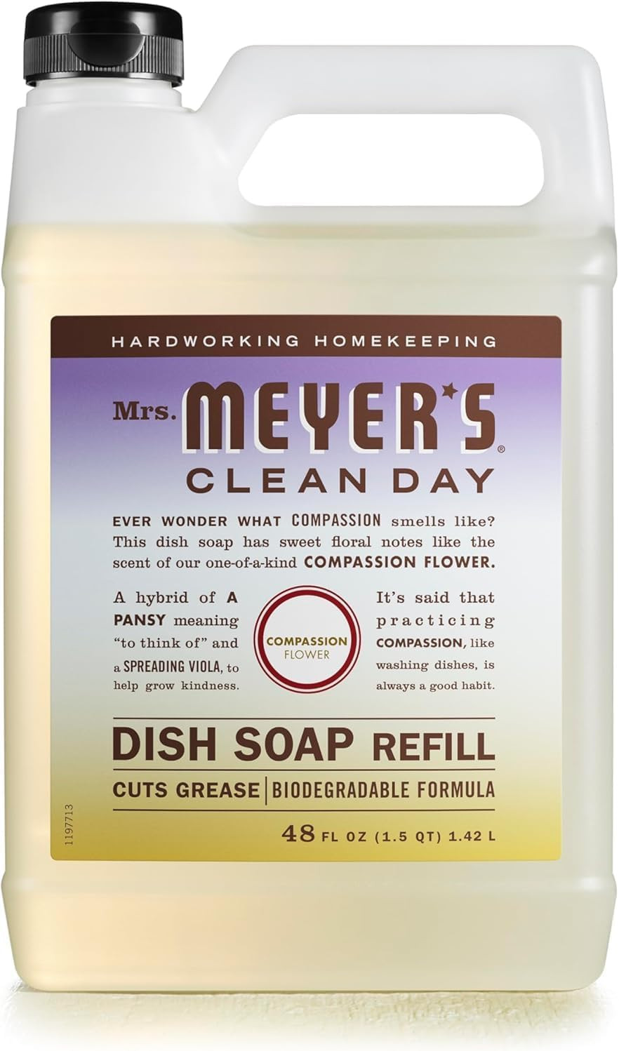 MRS. MEYER’S CLEAN DAY Liquid Dish Soap Refill, Compassion Flower, Packaging