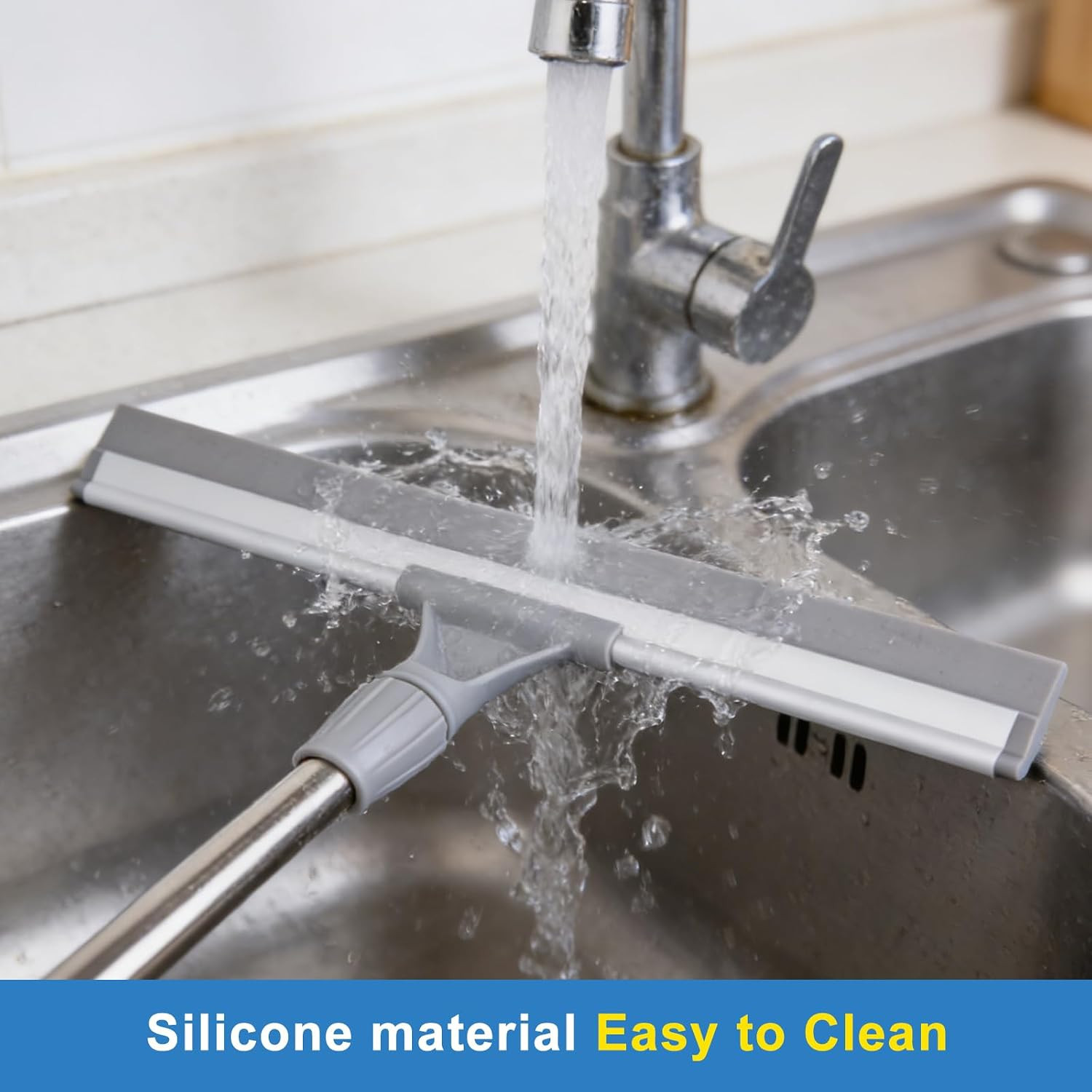 Floor Squeegee, Squeegee Broom for Floor with 62″ Long Handle, Shower Squeegee f