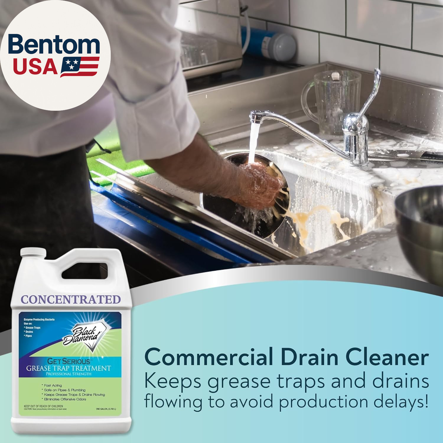 GET SERIOUS Grease Trap Treatment. Commercial Enzyme Drain Opener, Odor Control,
