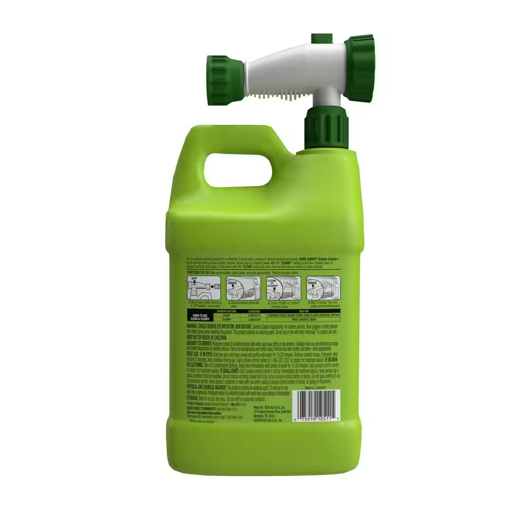 64 Oz. Liquid Outdoor Multiple Surface Cleaner Removes Algae Dirt Grime (1 Pack)