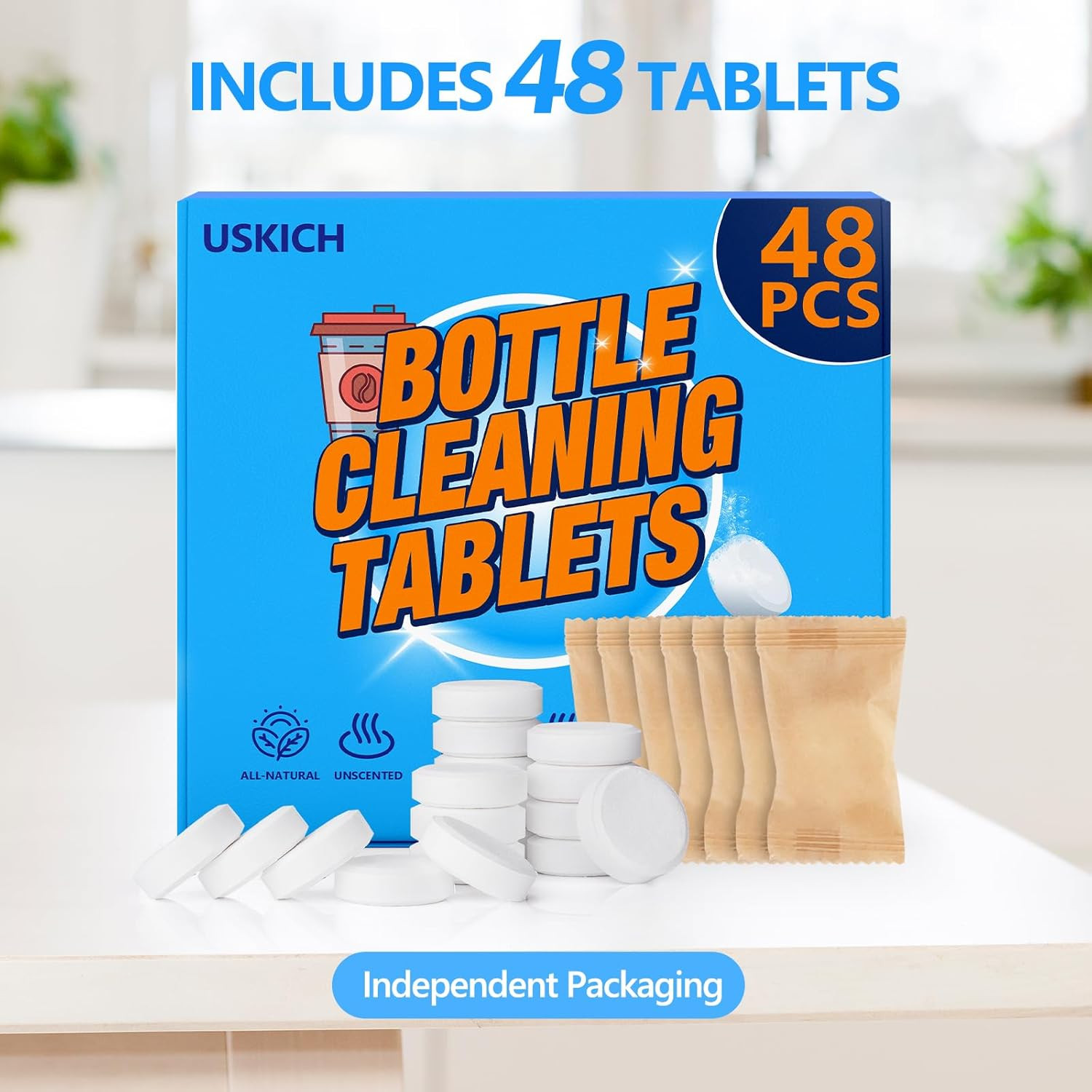 Water Bottle Cleaning Tablets-48 Pack, Bottle Bright Clean Stainless Steel, Ther