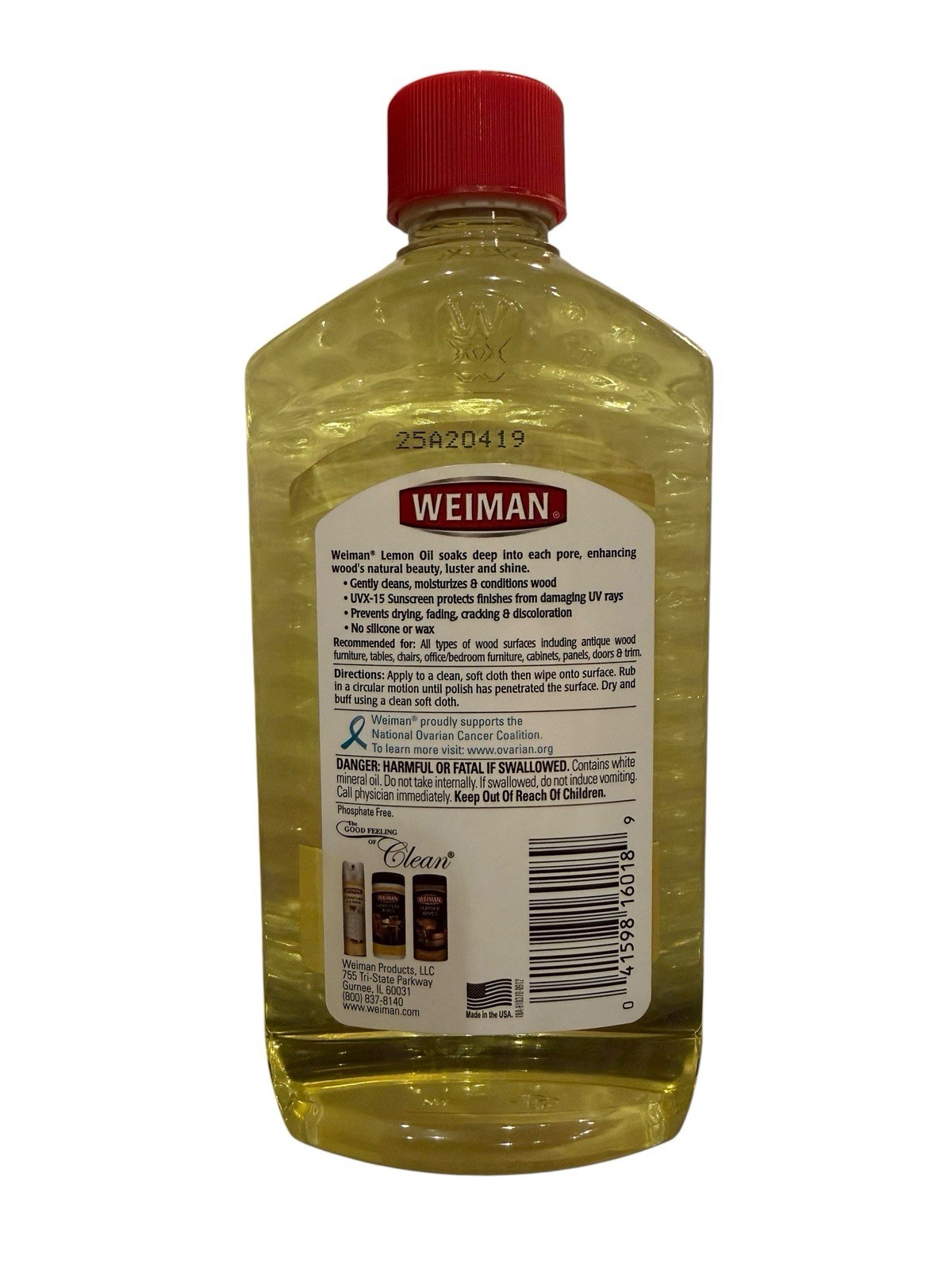 NEW! Weiman Lemon Oil Wood Furniture Polish with UVX-15 Sunscreen, 16 Fl. Oz.
