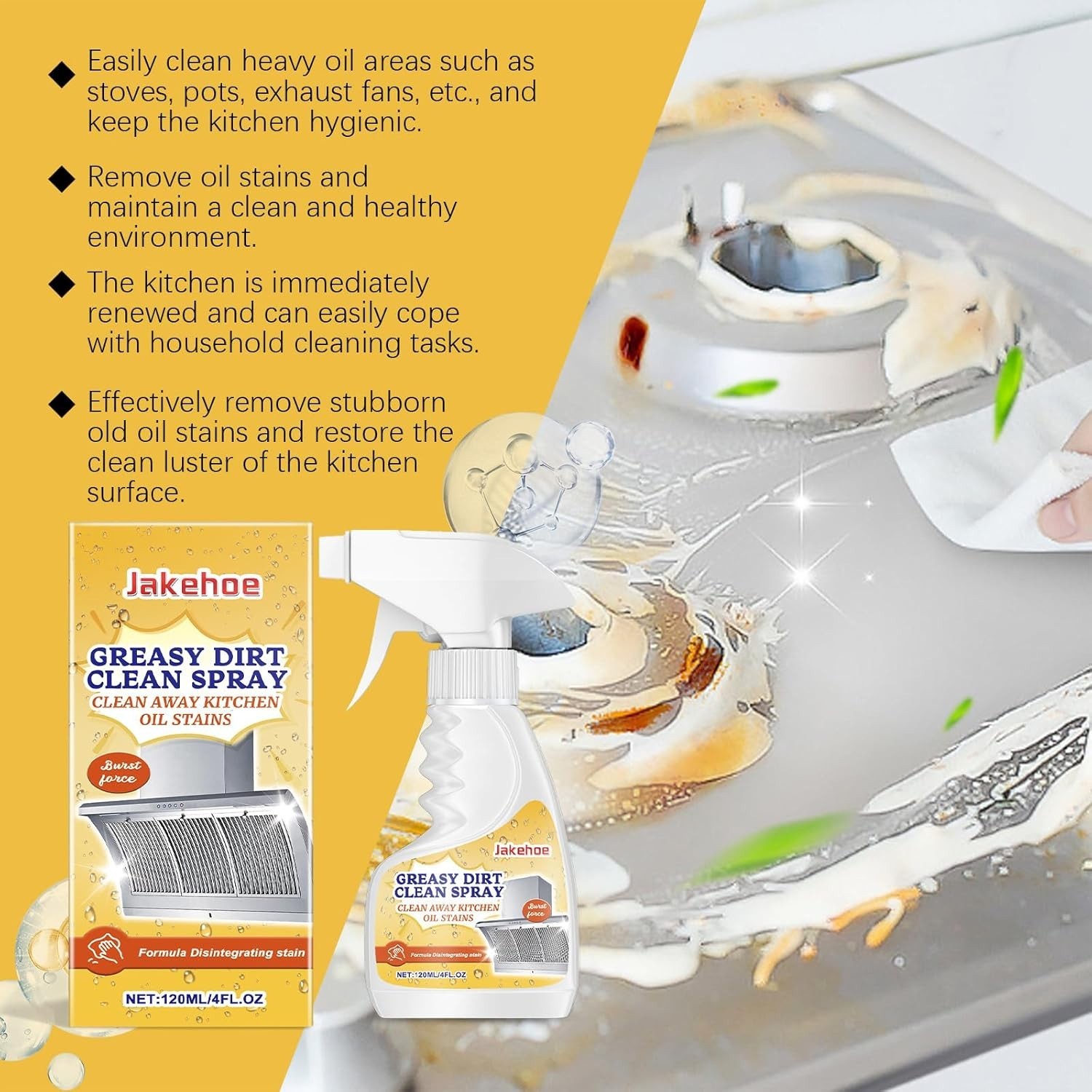 Degreaser Cleaner Heavy Duty, Kitchen Cleaner, All Purpose Stain Removal Cleaner