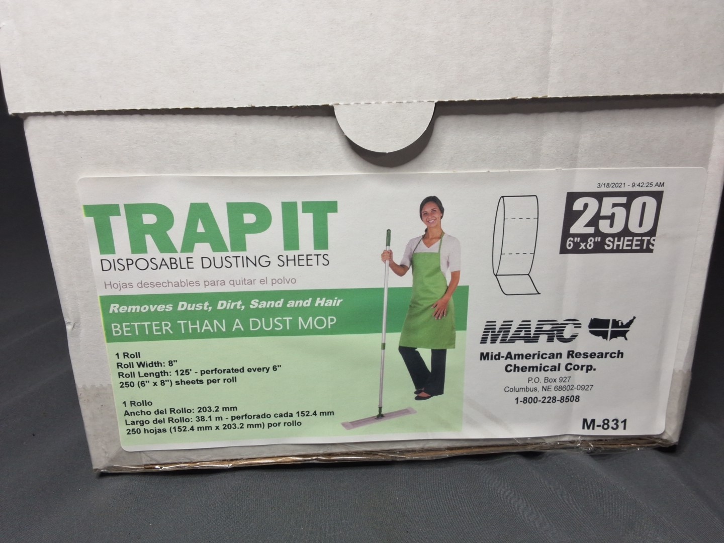 TRAPIT Disposable Duster Sheets 8x6x125 ft. . Roll – 250 6 X 8 In. Sheets