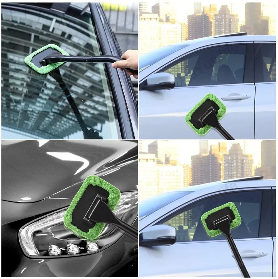 4pcs Car Window Cleaner Brush Kit Microfiber Windshield & Interior Cleaning