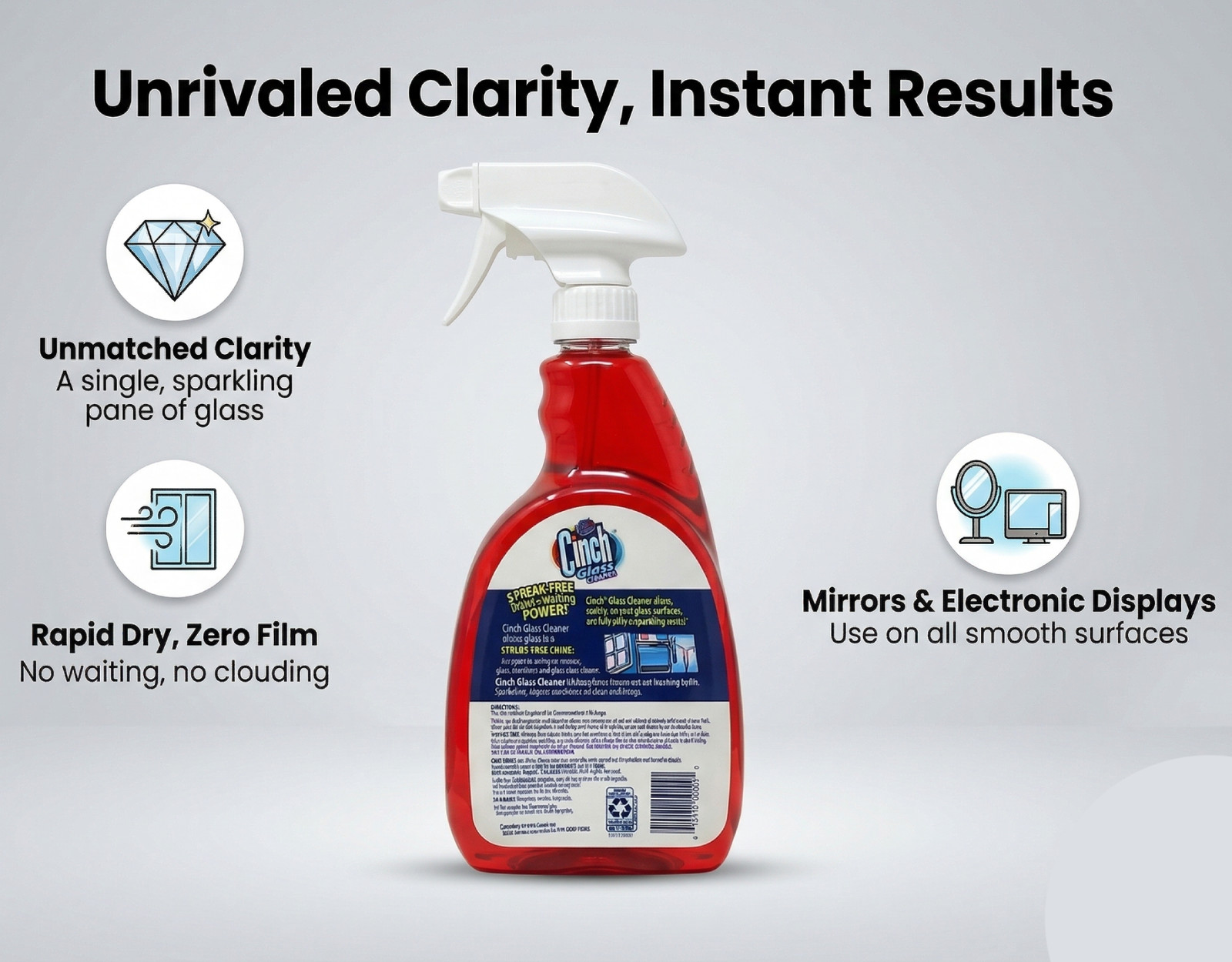 Spic and Span Cinch Glass Cleaner 32 oz Streak 2 Pack