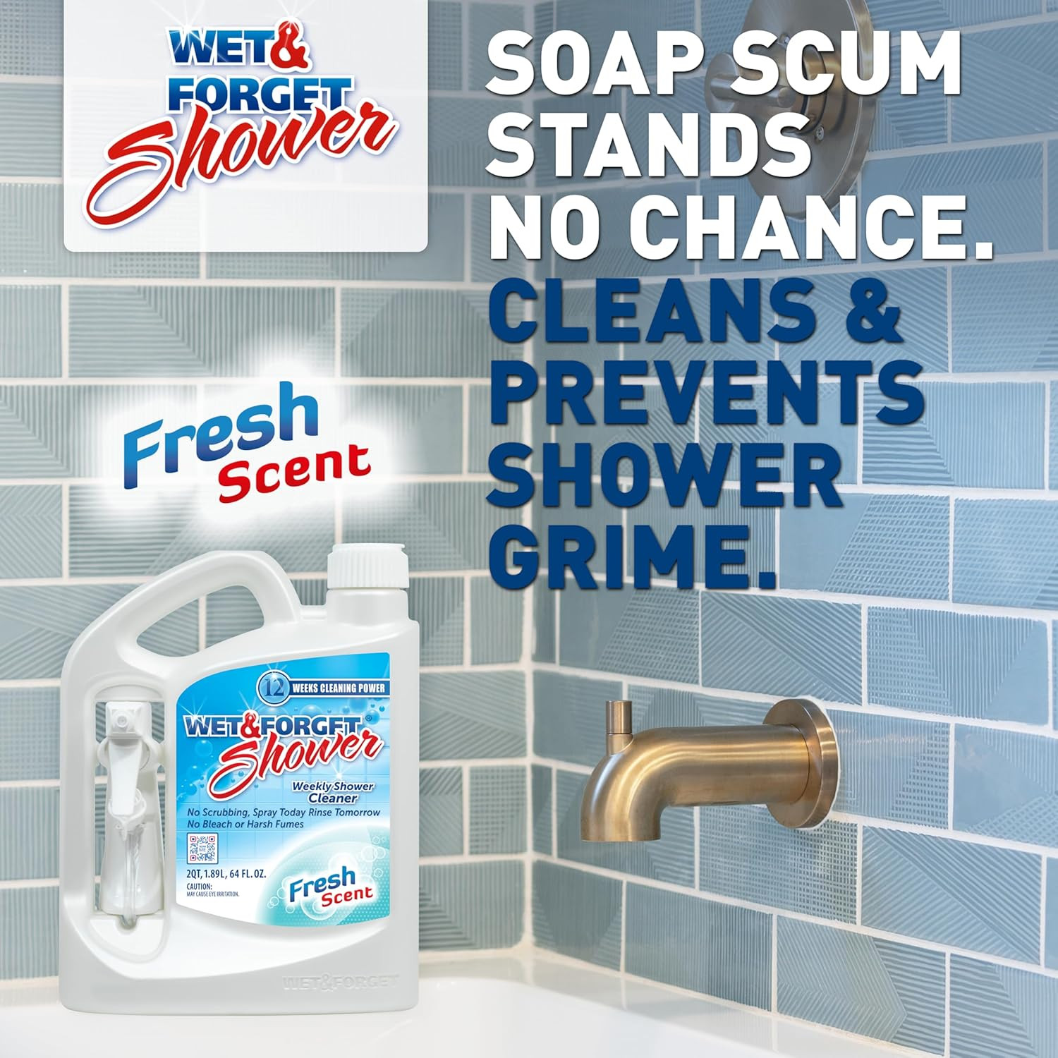 Shower Cleaner Spray, Multi-Surface, 64 Fluid Ounces, 1 Pack, Weekly Application