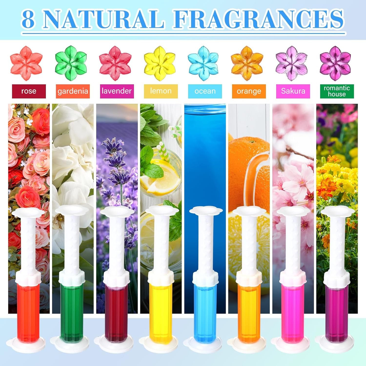 Toilet Bowl Gel Stamps 8 Pcs Flower Scented Cleaner Stain Remover Stickers