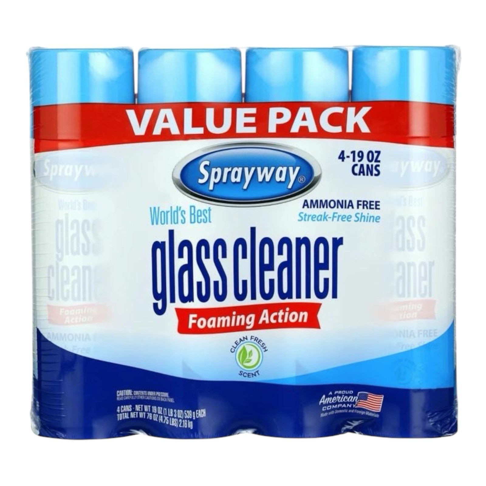 Sprayway Glass Cleaner 4-Pack Ammonia Free 19 Oz New Clean Fresh Scent