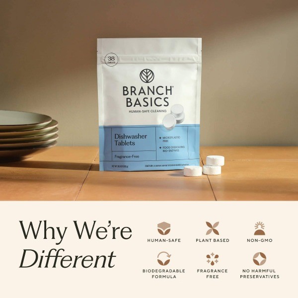 Branch Basics Fragrance-Free Dishwasher Tablets – 38ct: Dye-Free