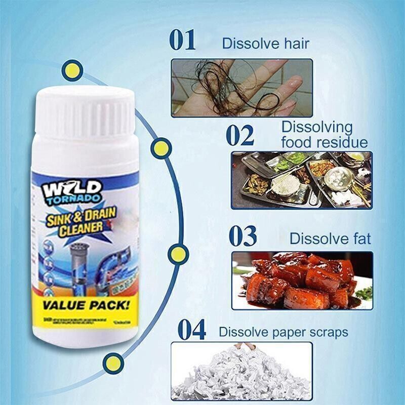 Wild Tornado Powerful Sink & Drain Cleaner High Efficiency Clog Remover & Clean