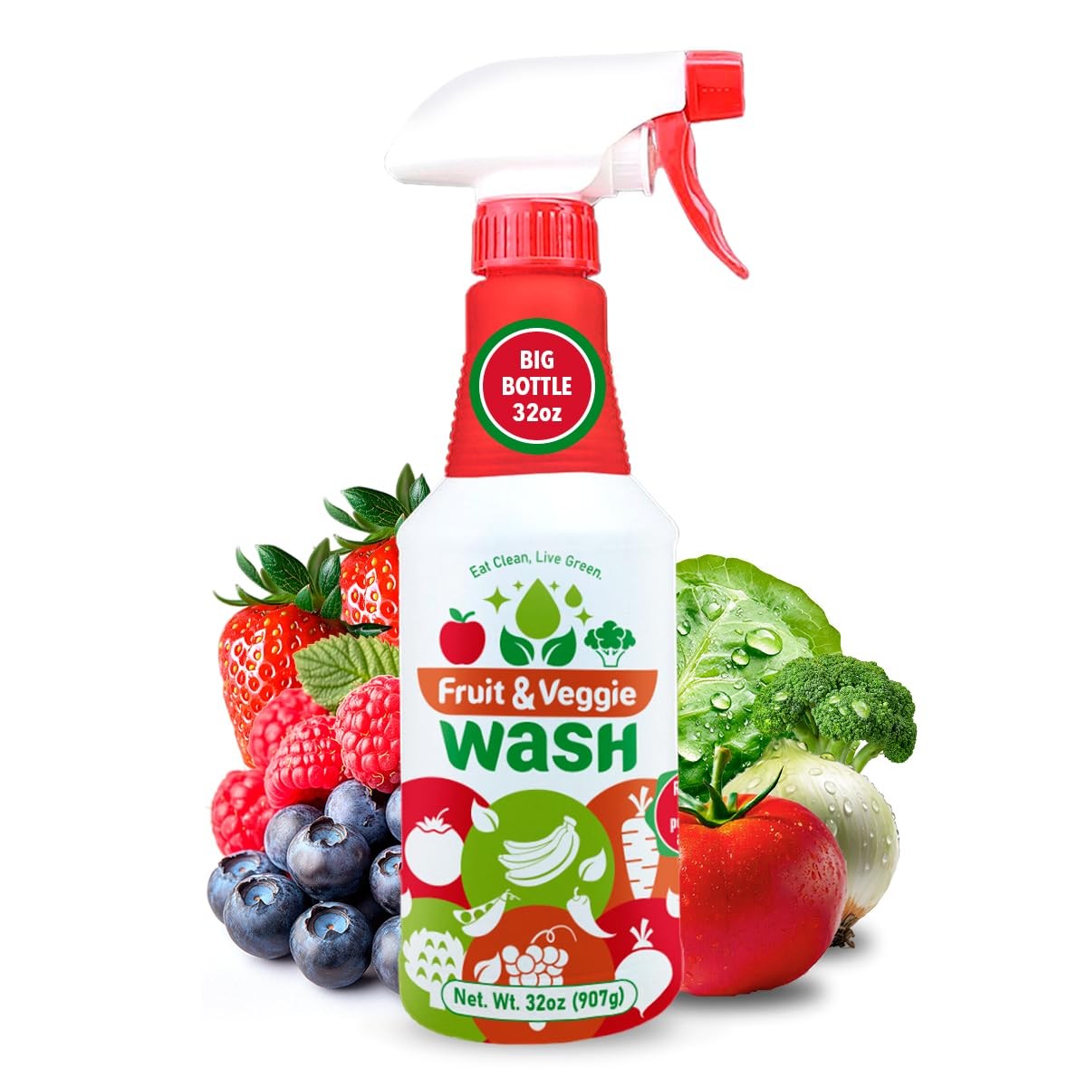 Fruit & Veggie Wash – Produce Cleaner Spray 32 fl oz | Removes Waxes & Harmfu…