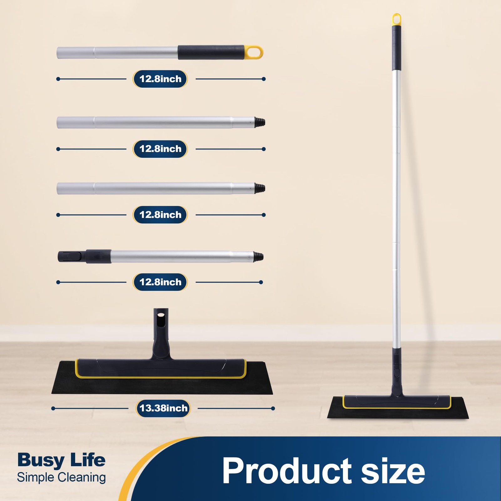 Yocada Floor Squeegee Broom EVA Foam Blade Aluminum Pole for Shower Bathroom …