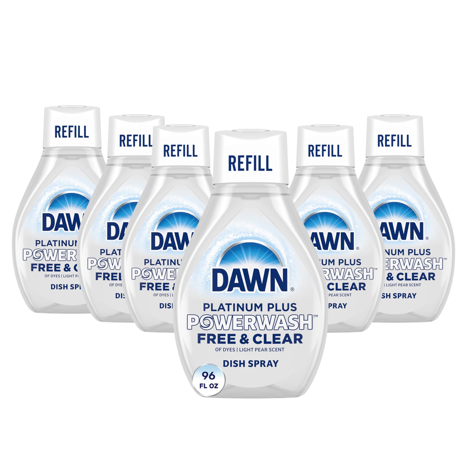 Free Clear Powerwash Dish Spray Soap Pear Scent Refill 16 Fl oz 6 Pack