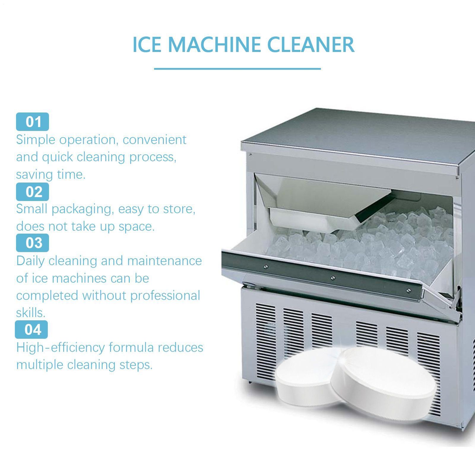 12 Pieces Ice Machine Cleaner Tablets Active Foaming Remover Deep Washer Cleaner