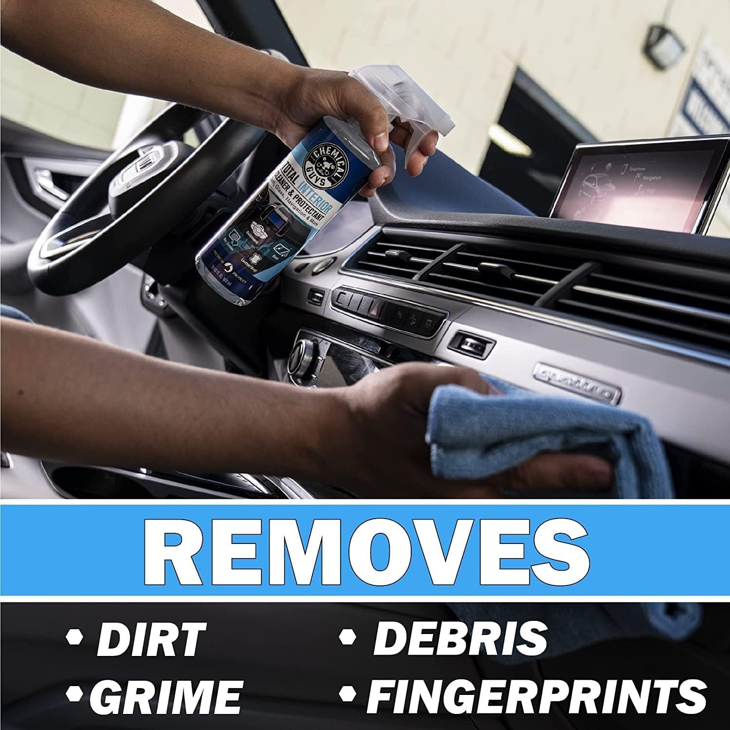 Chemical Guys Total Interior Cleaner Protectant 16oz Leather Vinyl Plastic Glass