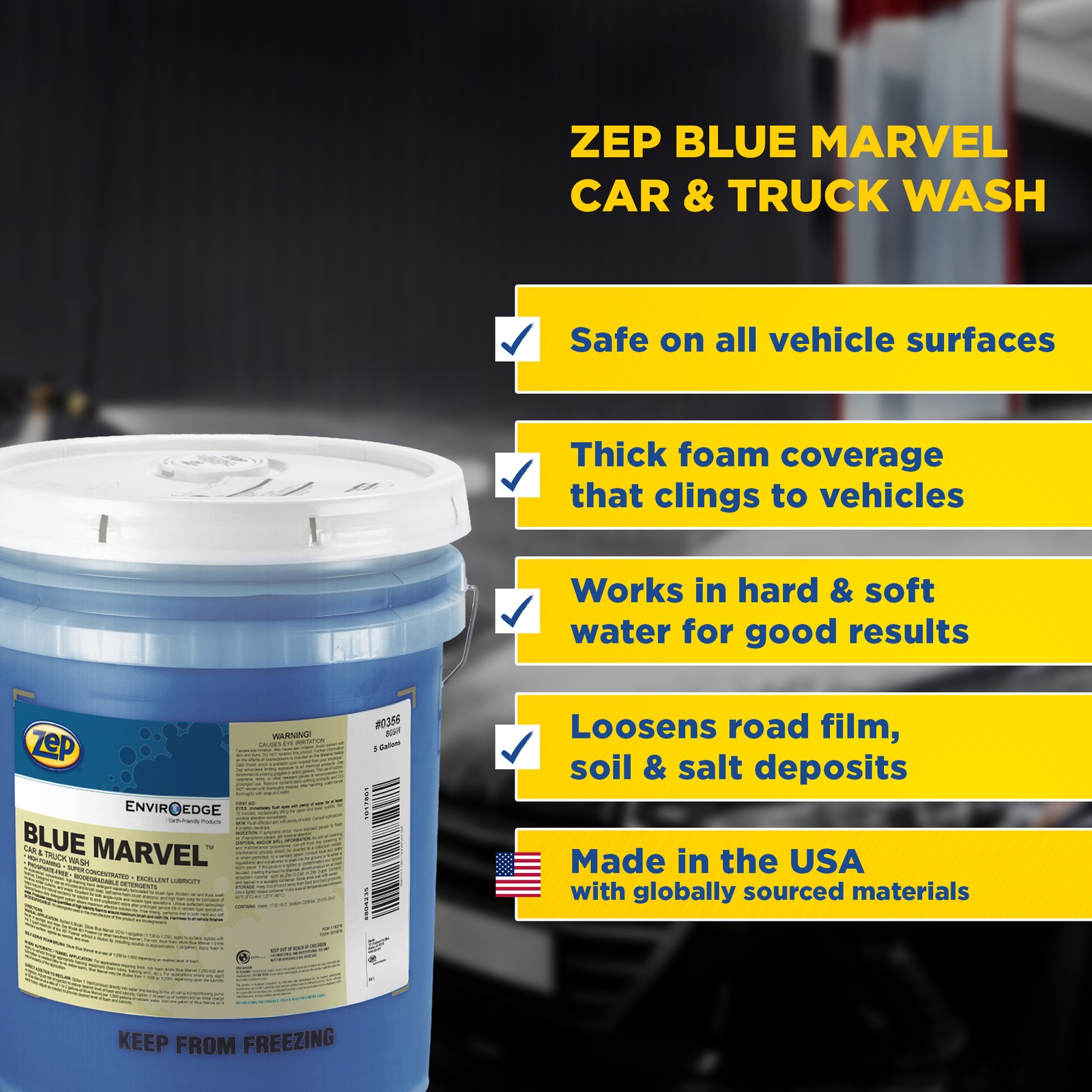 Zep Blue Marvel Car and Truck Wash – 5 Gallon (1 Unit) 35635 – Ultra