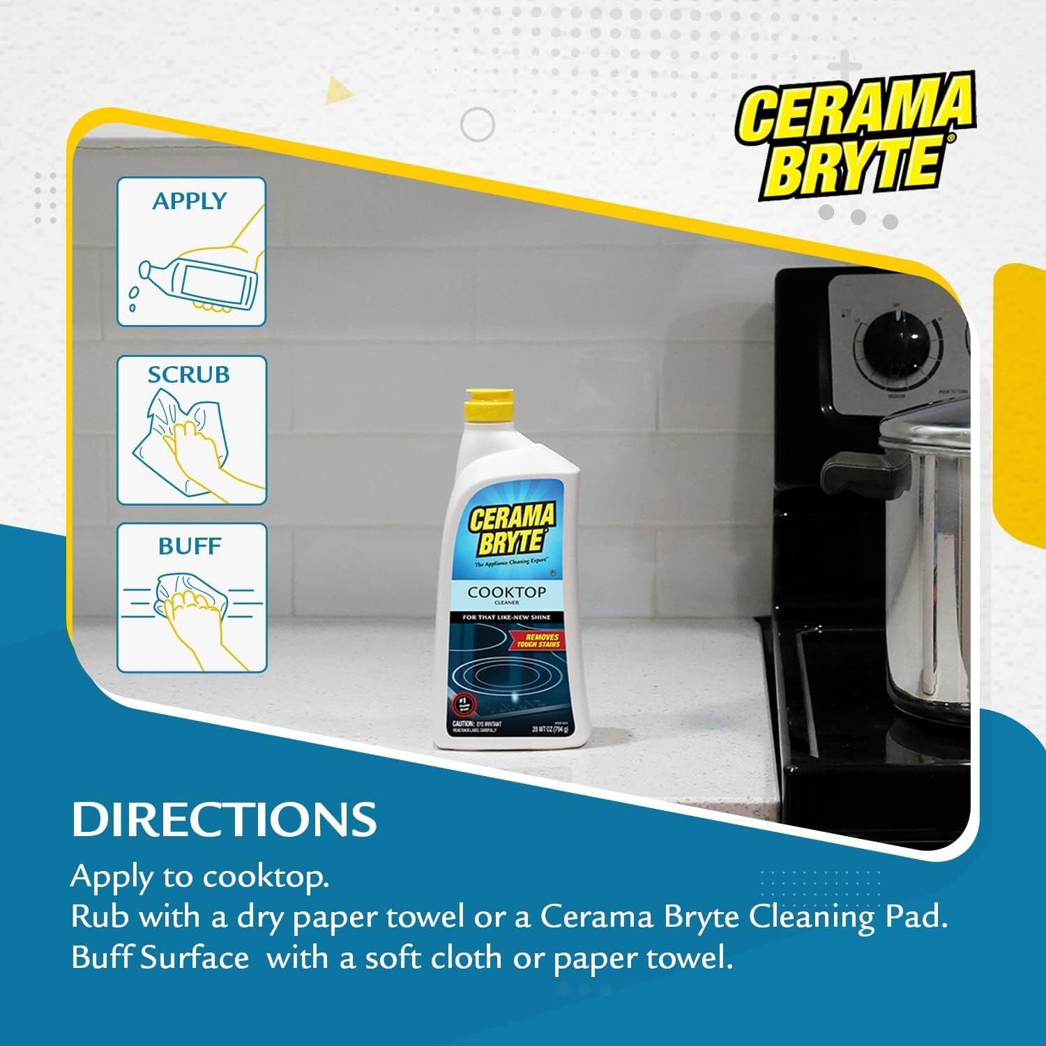 Cerama Bryte Cooktop Cleaner 2 Pack Non Abrasive Heavy Duty 18 oz each