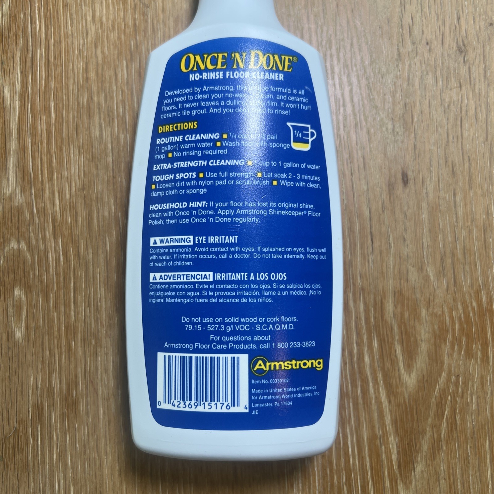 Armstrong Once ‘N Done No Rinse Cleaner Floors Lemon Scent 16 oz