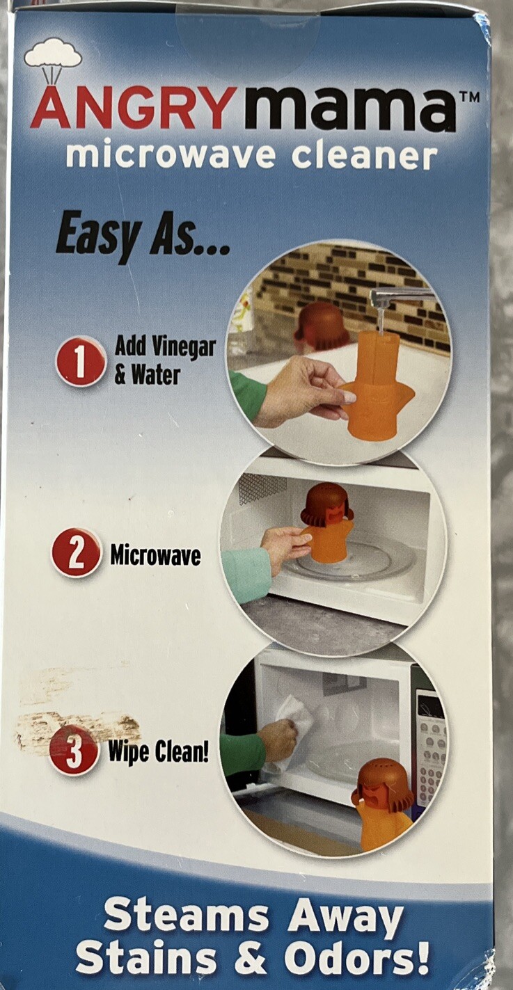 Angry Mama Microwave Cleaner Dishwasher Safe Steams Away Stains Odors Red/Yellow