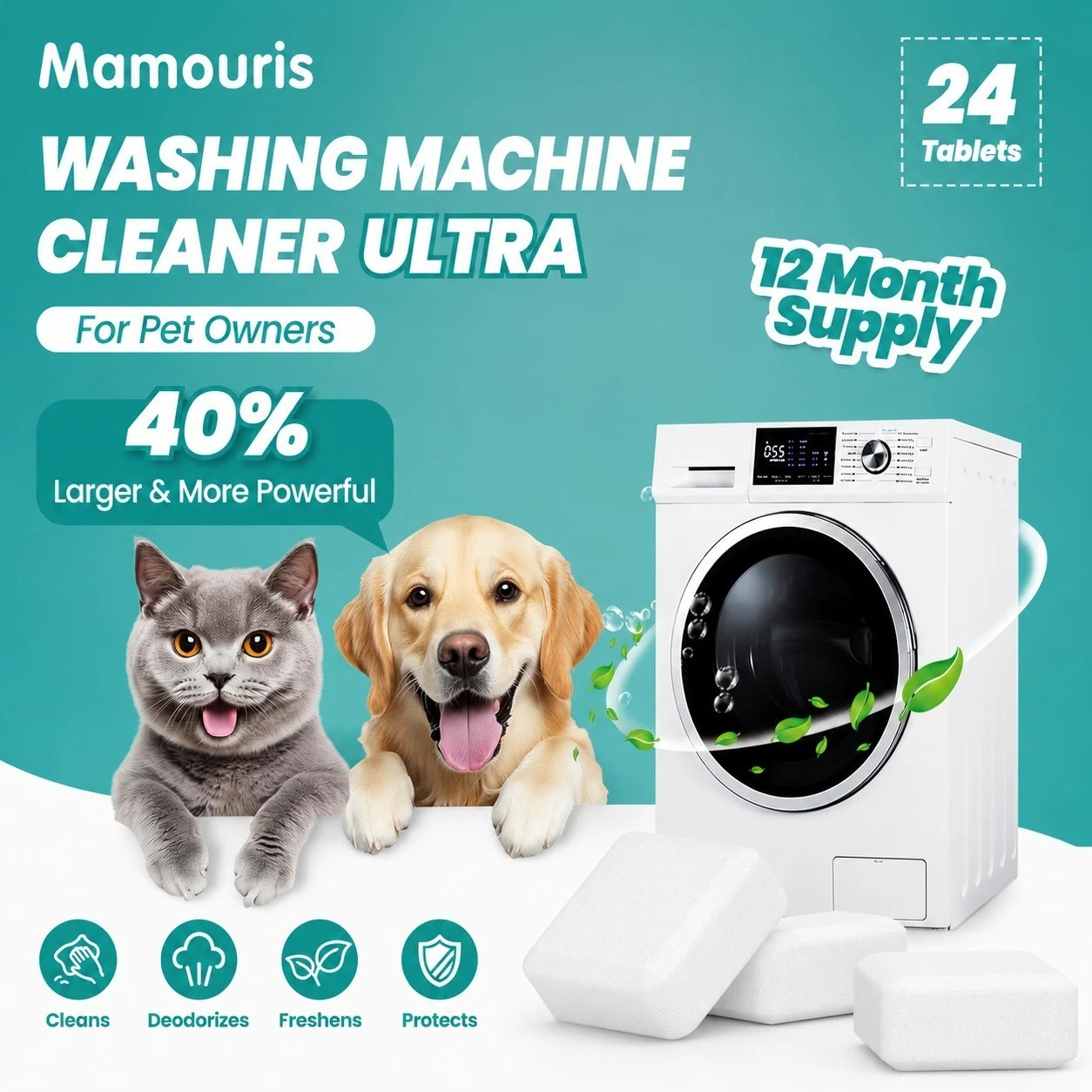 Uproot Clean Washing Machine Cleaner Tablets – 24 Pack for a 12 Month Supply. Fo