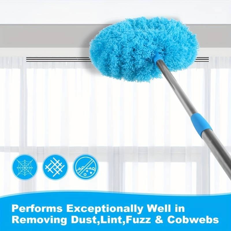 1pc Ceiling Fan Light Duster with Extension Pole Washable Microfiber Dust Brush