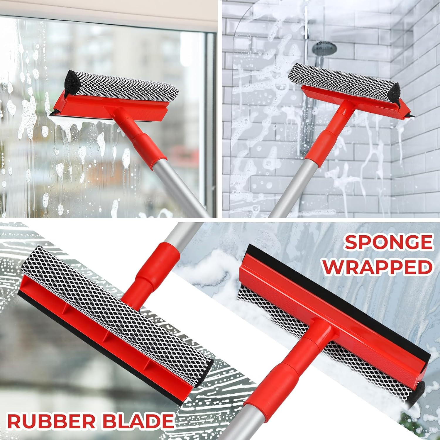 Windshield Cleaner Tool 2 in 1 Car Window Squeegee with Extendable