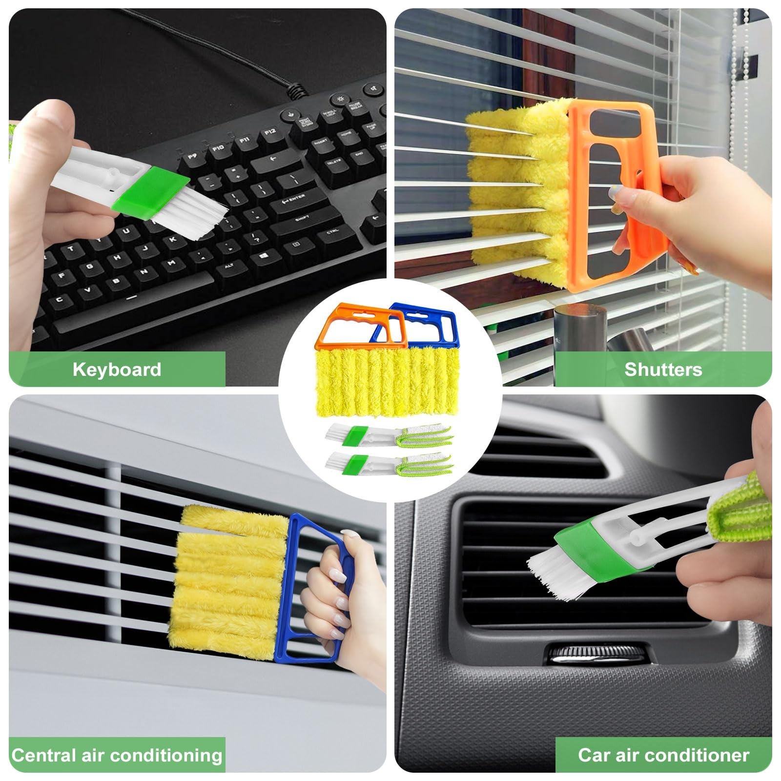 4Pcs Blind Cleaner Duster Tool Set with 7-Finger & 3-Finger Brushes，Washable …