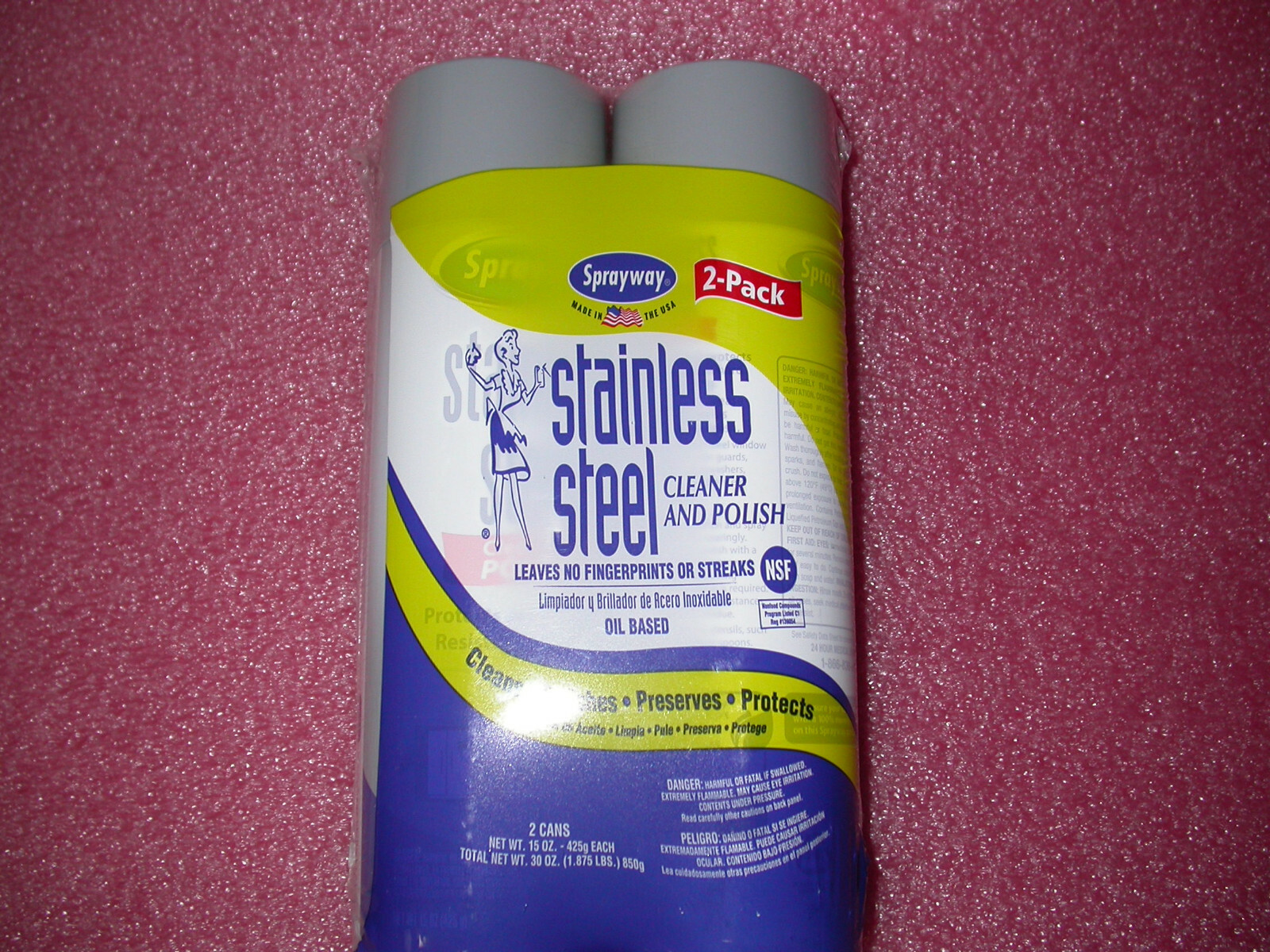 SPRAYWAY STAINLESS STEEL CLEANER & POLISH OIL BASED MADE IN THE USA 2 PACK 15 OZ