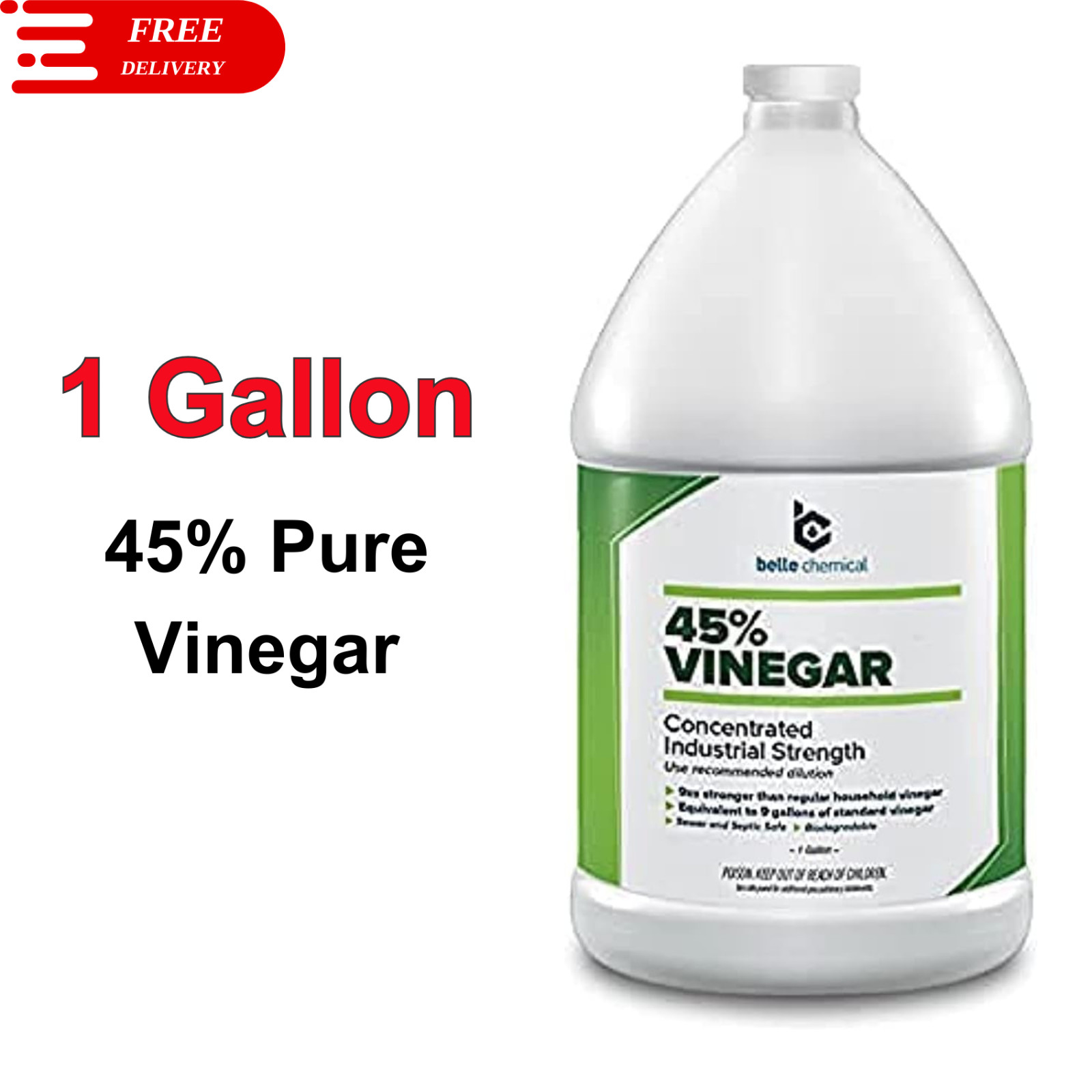 45% Pure Vinegar – Concentrated Industrial Grade, 15x Stronger, Non-Toxic, 1 Gal