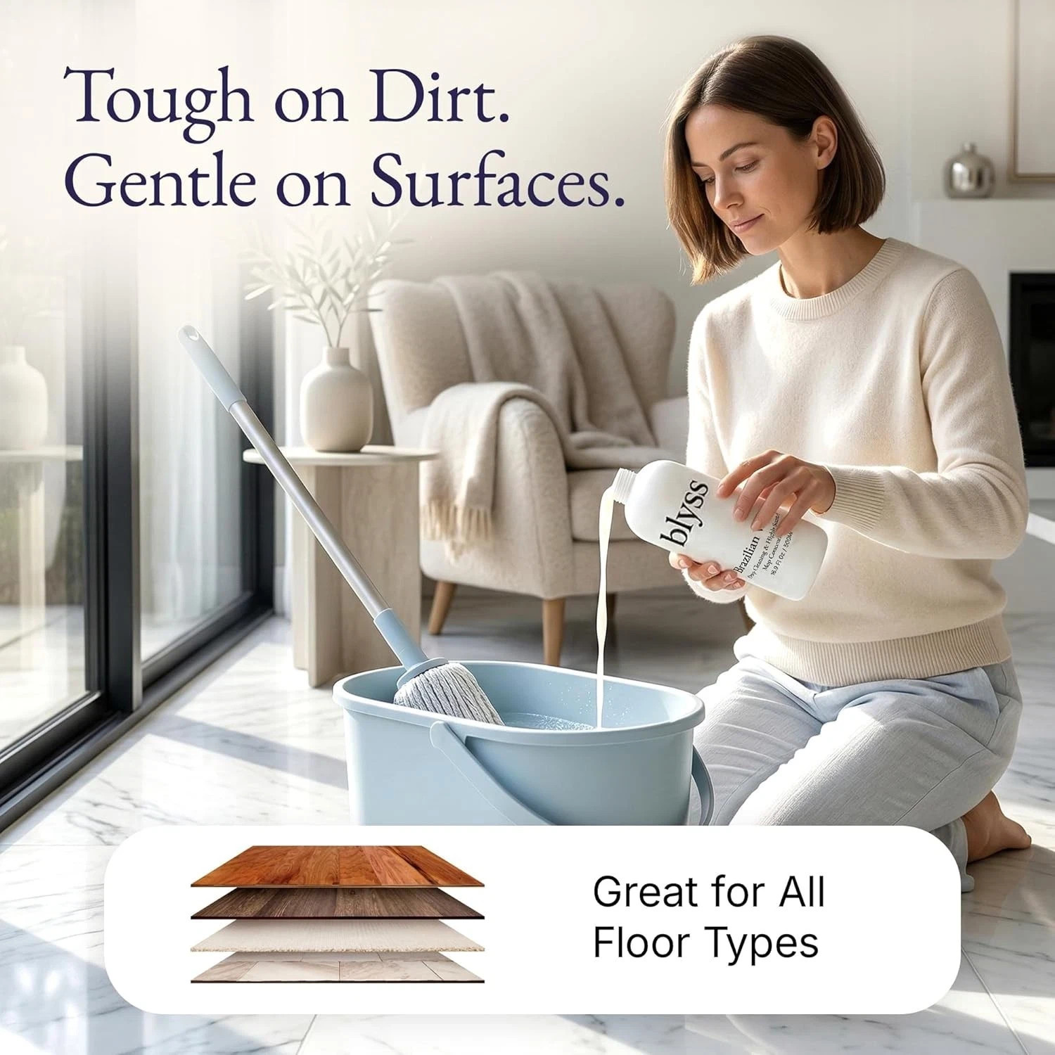 BLYSS Mop Soap Concentrate Hard Floor Deep-Cleaning Brazilian Waves 16.9 oz