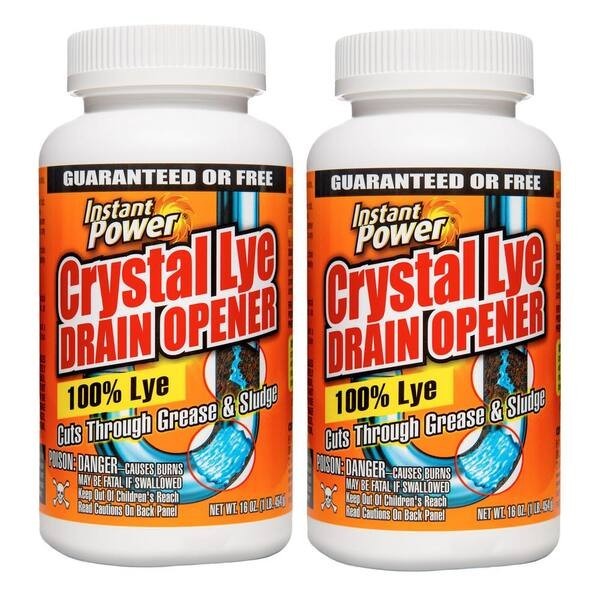 2 Pack Instant Power Crystal Drain Opener 16oz Cuts Through Clogs & Soap Grease