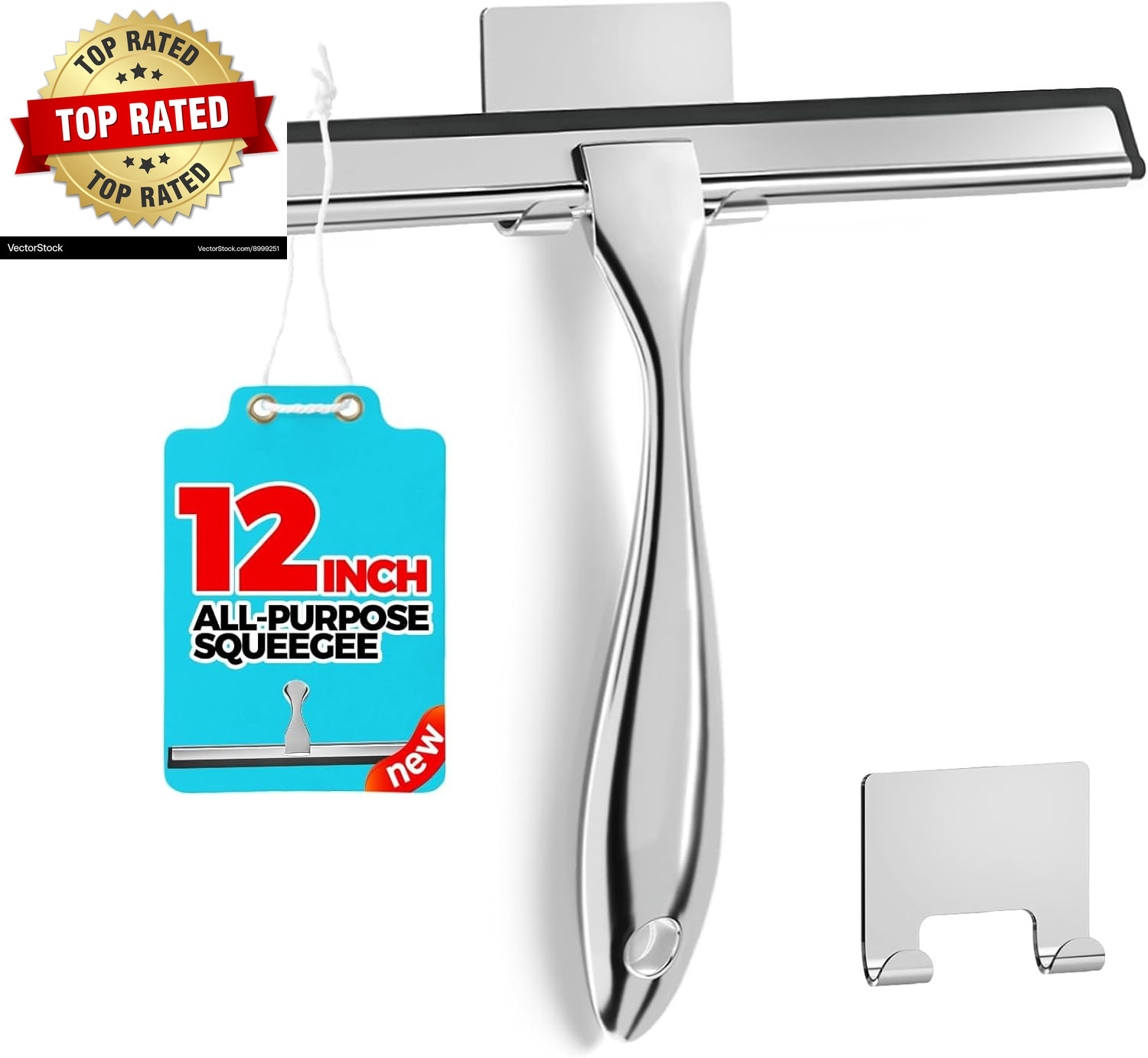 12-Inch All-Purpose Shower Squeegee for Shower Doors, Tile Shower Walls