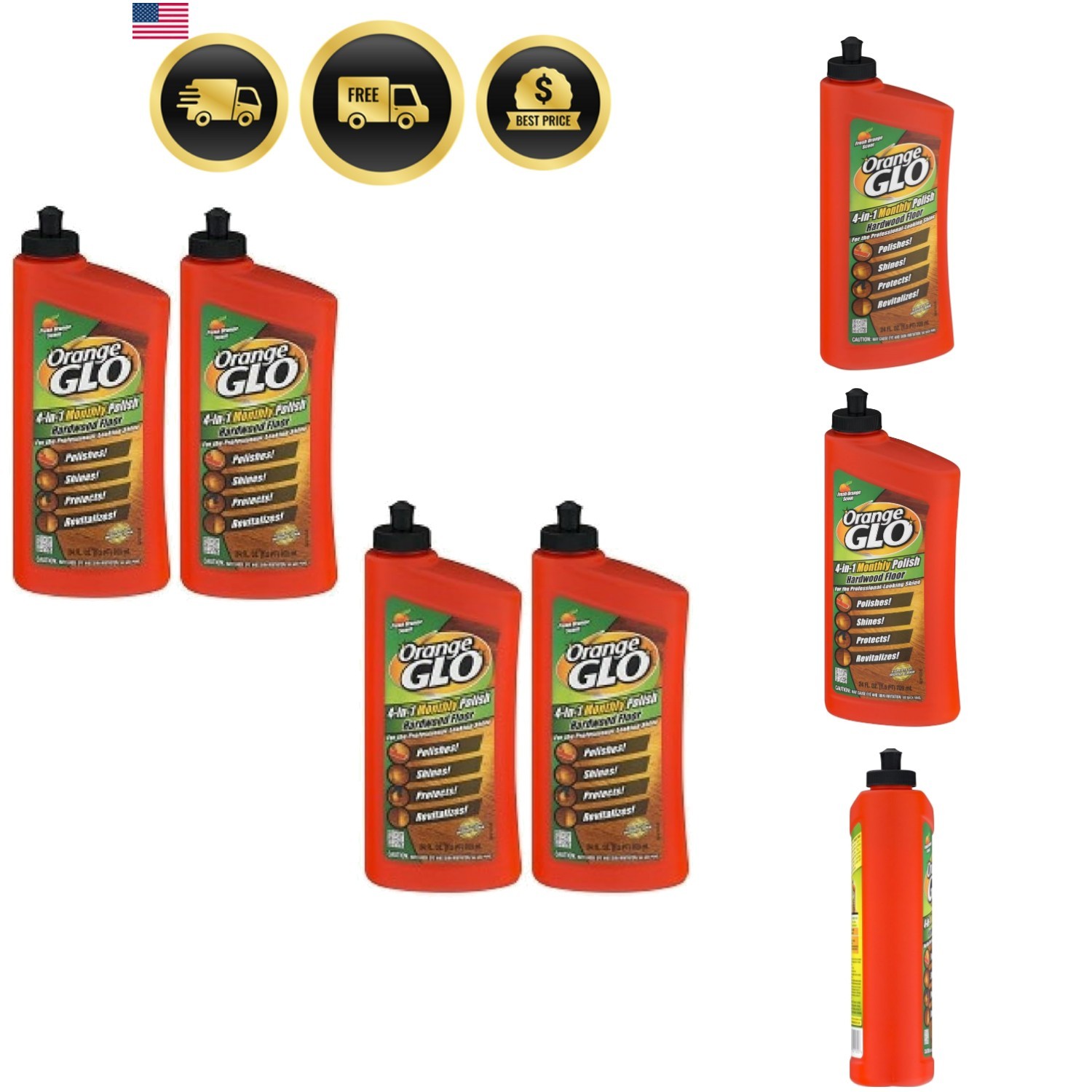 Hardwood Floor 4-in-1 Monthly Polish, 24 Oz Pack of 4
