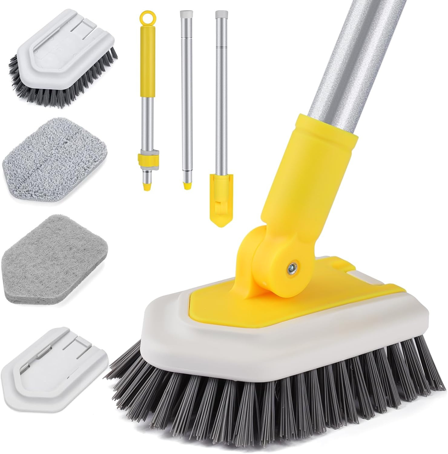Shower Cleaning Brush with Locking Head, 3 in 1 Tub Tile Scrubber Brush with 50′