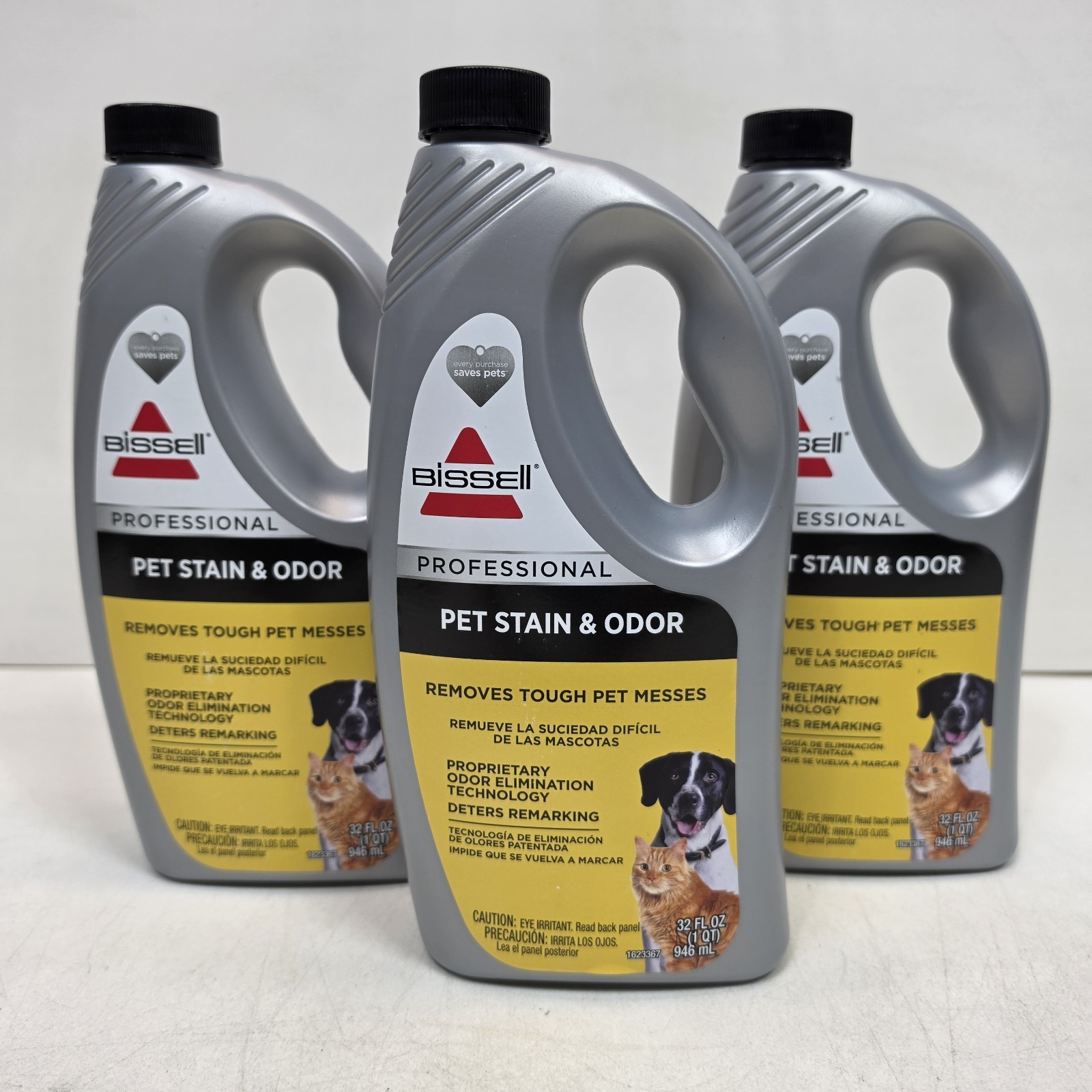 3pcs Bissell PROFESSIONAL PET STAIN & ODOR, 32 FL OZ (1 QT) NEW