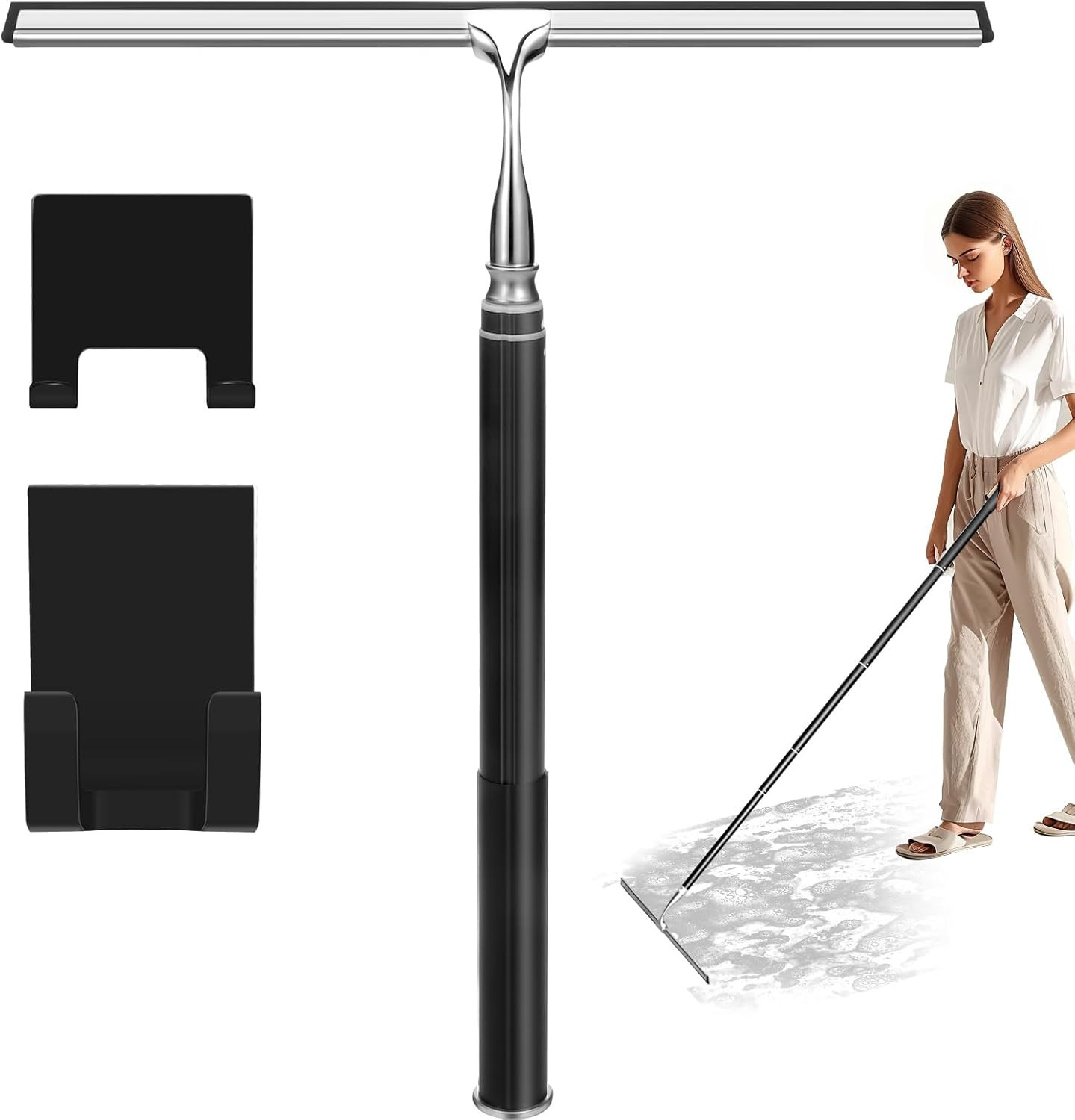 Shower Squeegee with Long Handle,Window Squeegee with Extension Pole Squeegee fo