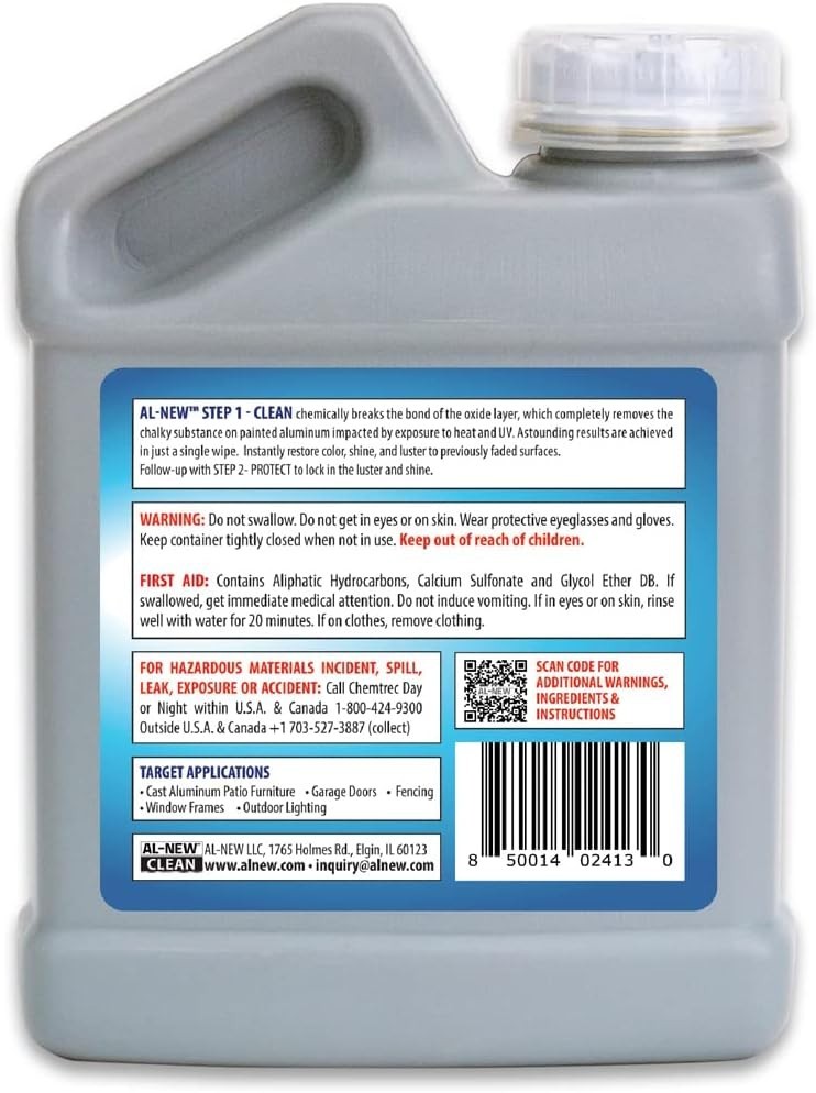 Aluminum Restoration Cleaning Solution 16oz for Patio Furniture & Metal Surfaces