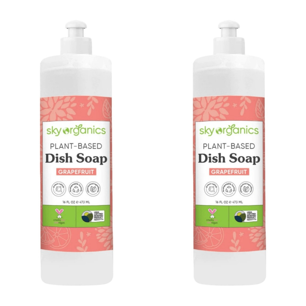 Sky Organics Plant-Based Dish Soap Grapefruit 16 fl oz 2 Bottles Vegan Liquid