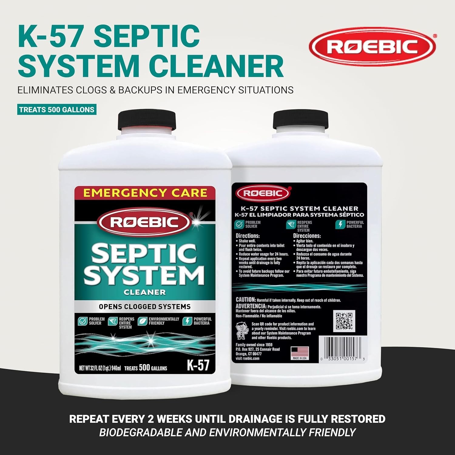 Septic System Cleaner, 32 Oz – Quick Fix for Clogs, Safe for Pipes & Environment