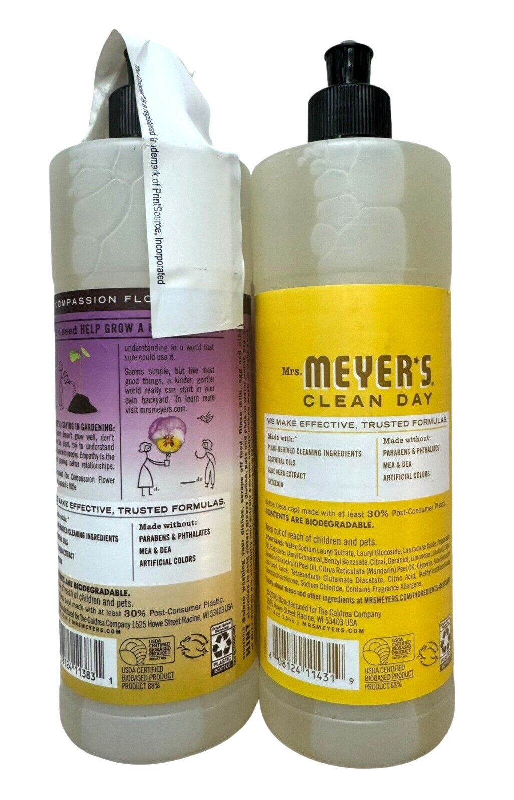 Set of Meyers Clean Day Liquid Dish Soap – 16oz Compassion Flower + 16 oz Daisy